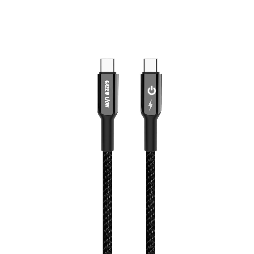 Green Lion USB C to USB C Braided Cable Black