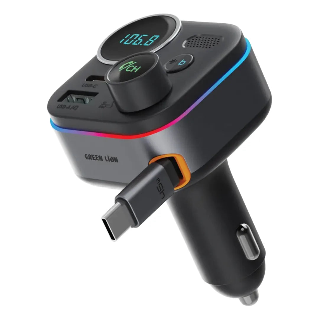 Green Lion Car Fm Transmitter with Bluetooth 5 4 Dual Port Black