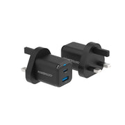 Powerology 35w PD QC 1xusb C 35w and 1xusb A 18w Gan Charger Uk Black