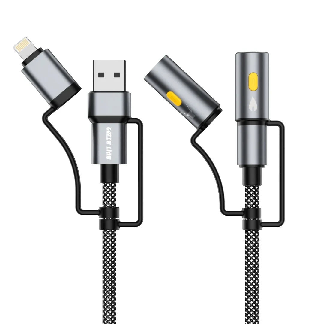 Green Lion 6 in 1 Cable Charging LED Light Ignition Gray