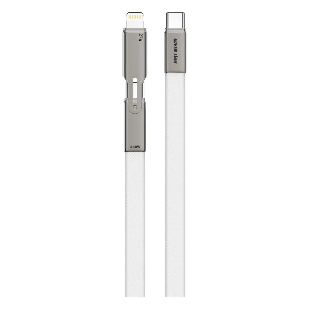 Green Lion 2 in 1 Ultra Thin USB C Braided Cable White