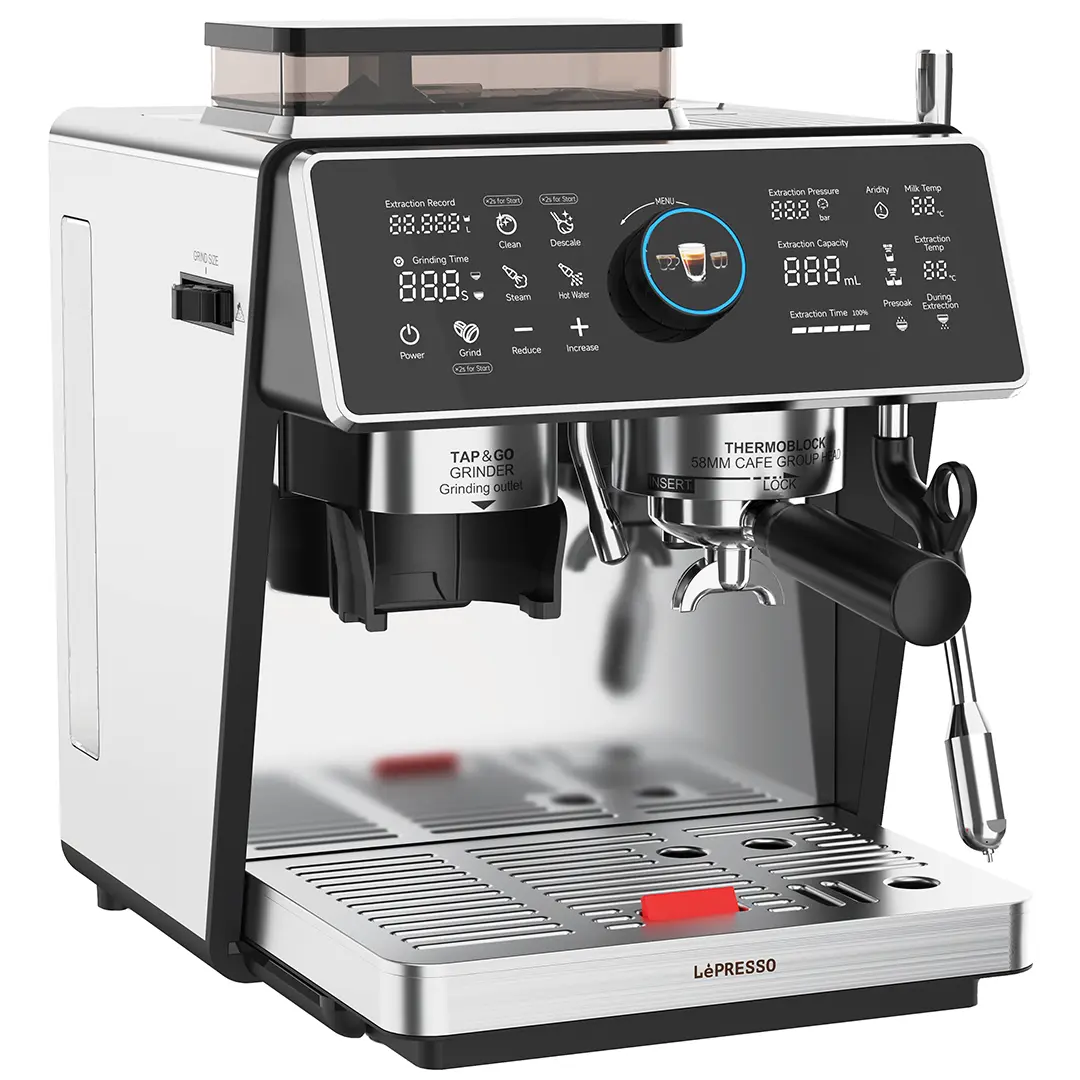 LePresso Vivente Semi Automatic Dual Boiler Coffee Machine with Touch Display Silver