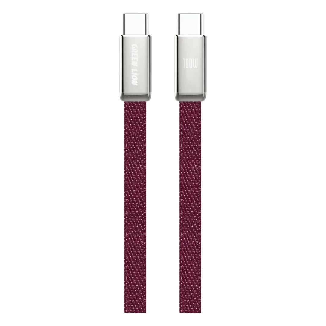 Green Lion Ultra Thin Braided USB C to USB C Cable Burgundy