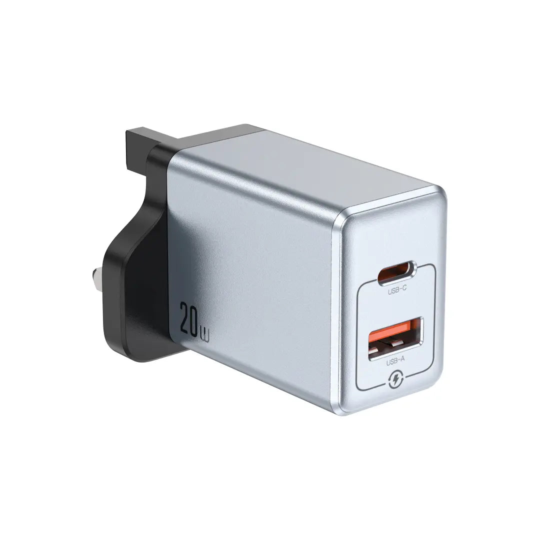 Green Lion Premium Series Dual Port Wall Charger 20w Gray