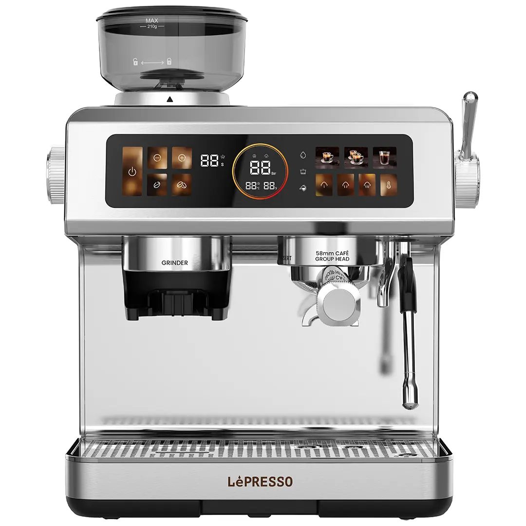 LePresso Deliziosa Semi Automatic Coffee Machine with Touch Control Panel Silver