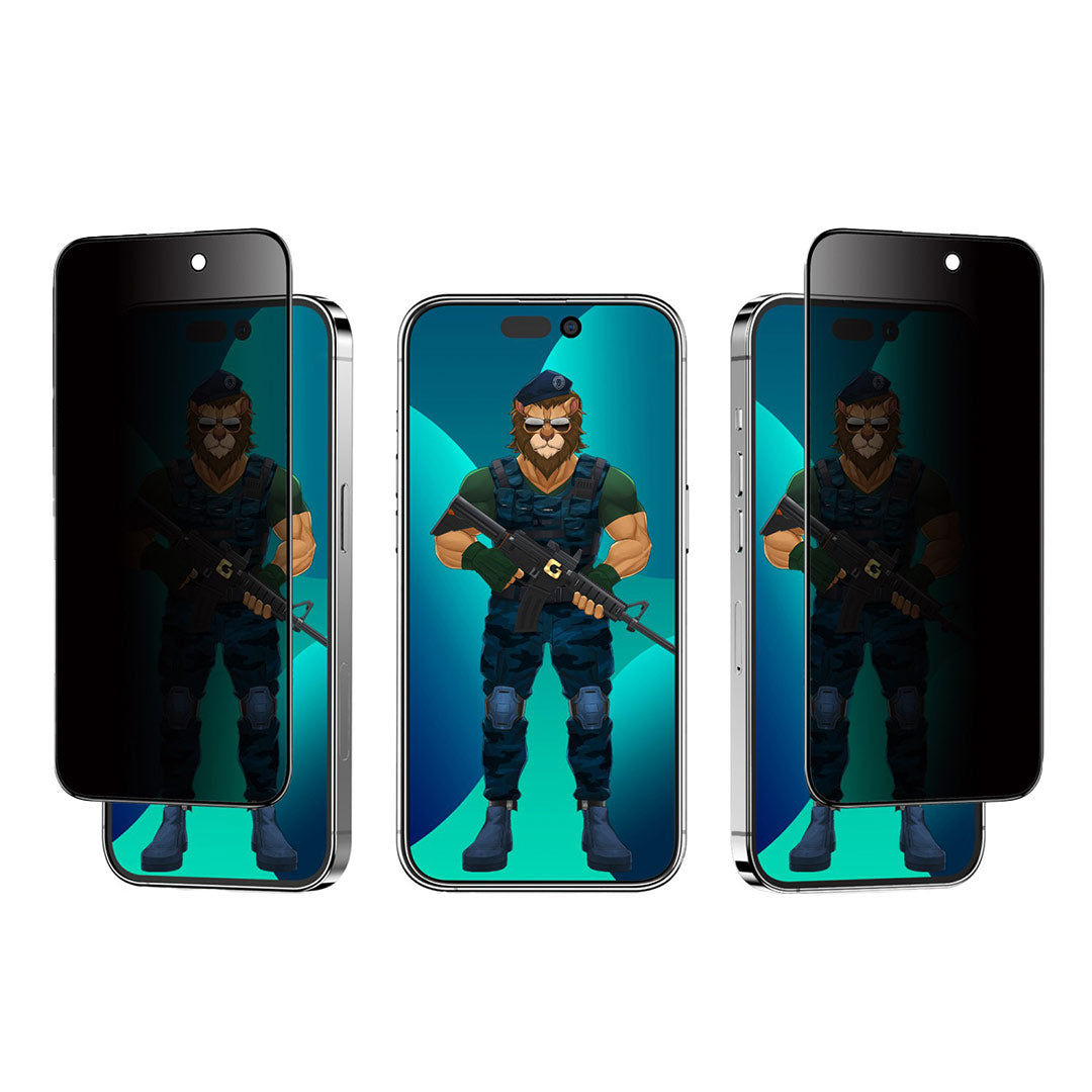 Green Lion 3d Pet Privacy Glass Screen Protector for Iphone 14 Pro Black Edge Privacy