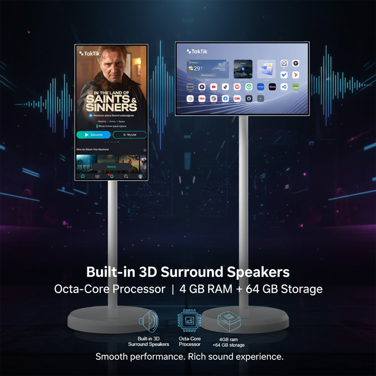 شاشة متنقلة اندرويد لمس ذكية تكتك مع ستاند مدمج 21.5 بوصة Taktik Floor Standing Smart Screen | Taktik Floor Standing Smart Android Touch Screen with Built-in Stand, 21.5-inch | صورة المنتج 7 / Product image 7