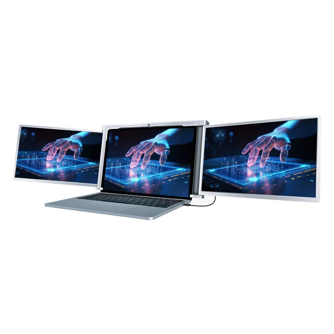Powerology Dual Screen Portable Monitor Silver