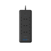 Powerology 48w 6ac 1x PD USB C and 3x QC USB A Power Strip with Uk Plug Black