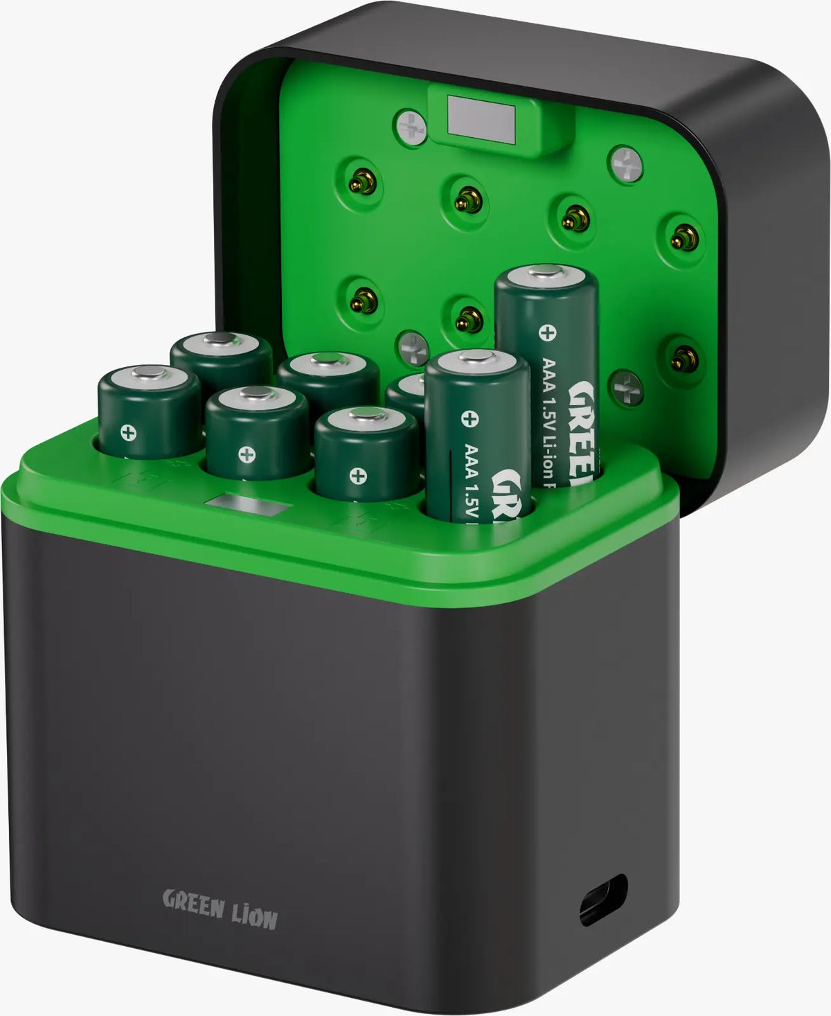 Green Lion Rechargeable 8 Aaa Battery Dock USB C Black