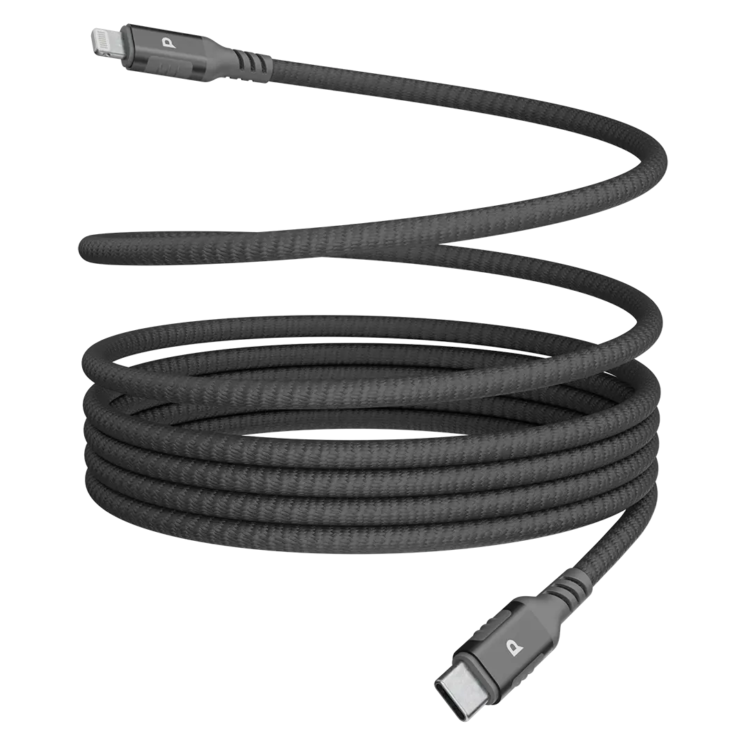 Powerology Malinka Weave Magnetic USB C to Lightning 1 2m Cable PD 30w Gray