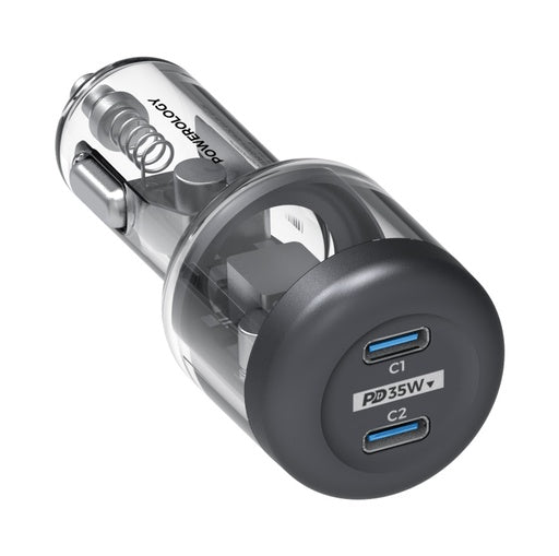 Powerology Crystalline Series Car Charger PD 35w Transparent Grey
