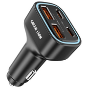 Green Lion Quad Port 70w Car Charger Black