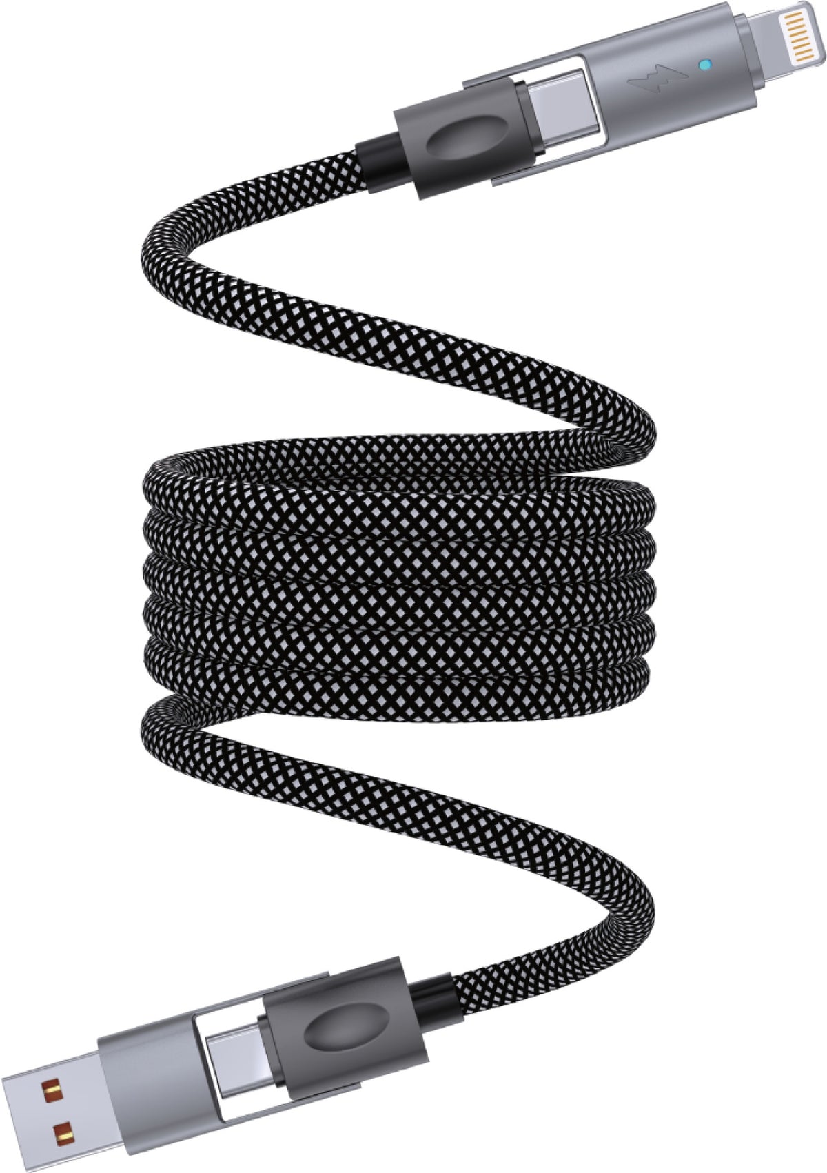 سلك شاحن مغناطيسي تكتك تايب سي ولايتنينج 1 متر Taktik 4 In 1 Magnetic Cable