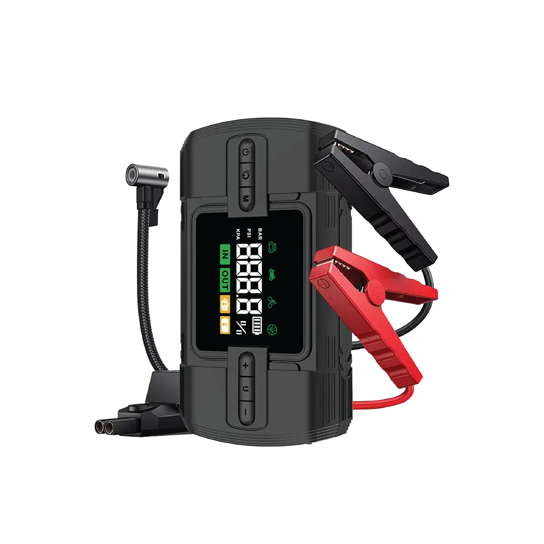 Green Lion 12 VJump Starter 12000 m Ah Power Bank|Flash Light|Air Compressor - Black