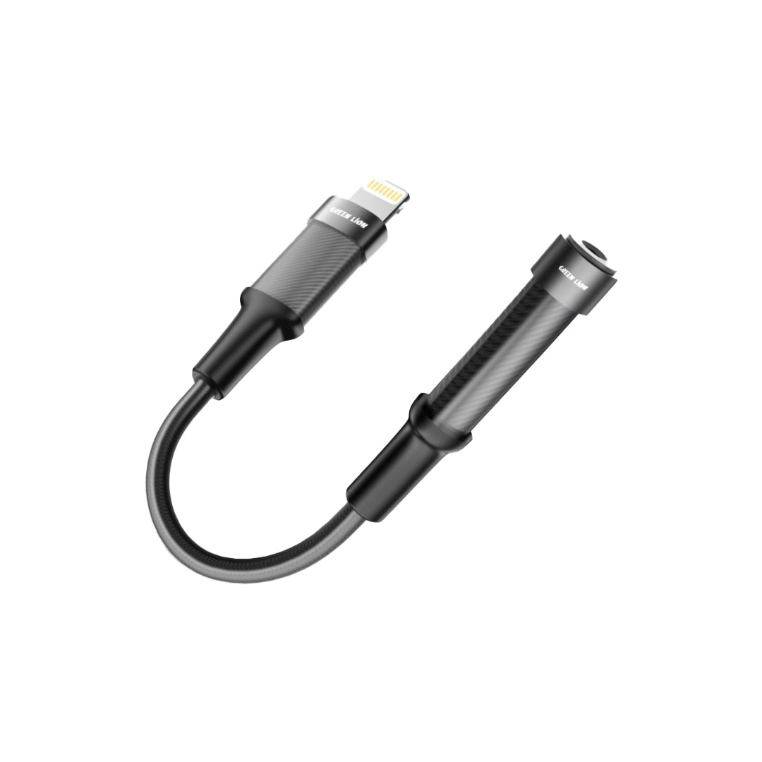 Green Lion Earphone Adapter Lightning to 3 5 Aux 12cm Black