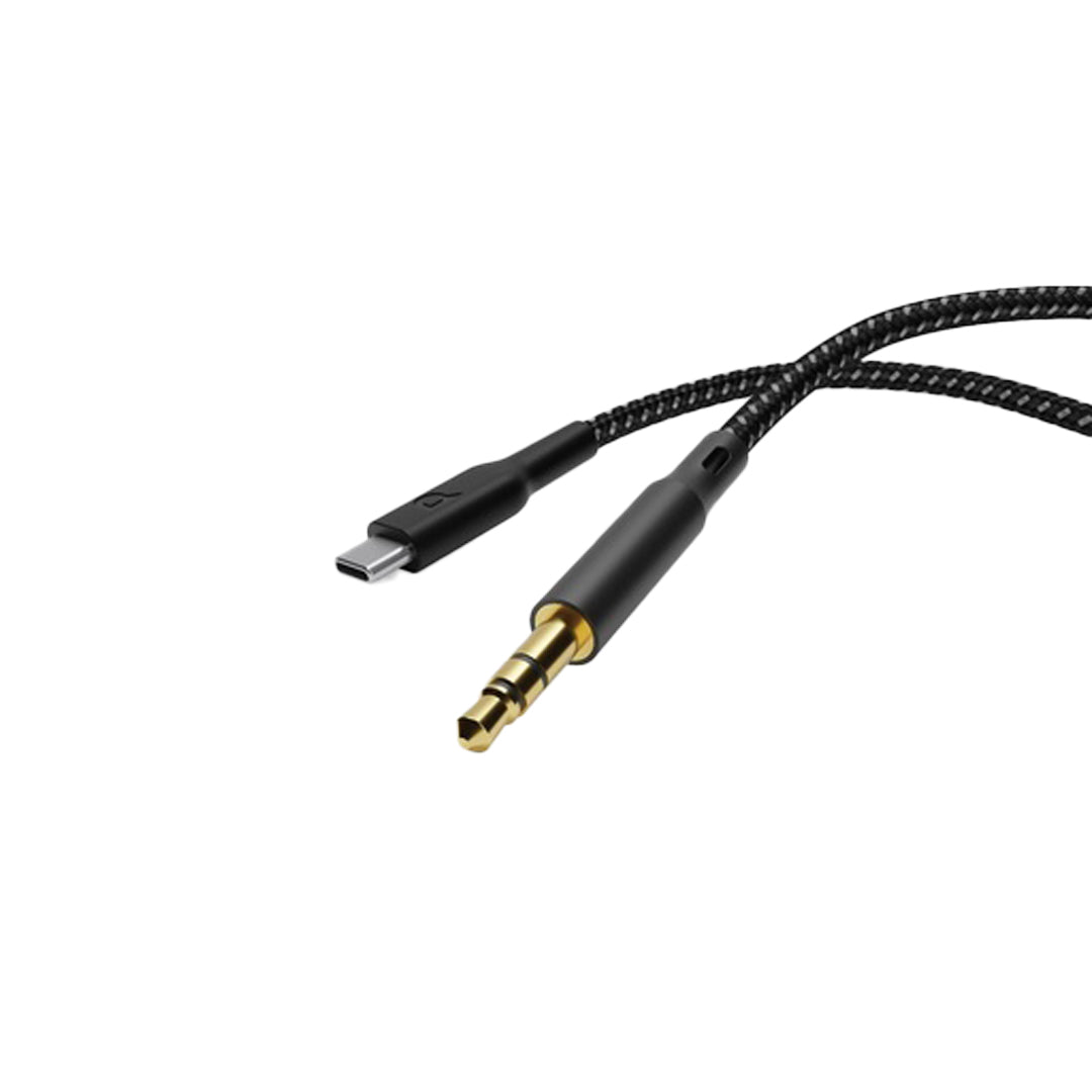 Powerology Braided Type C to Aux 3 5mm Cable 1 2m Black