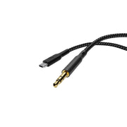 Powerology Braided Type C to Aux 3 5mm Cable 1 2m Black