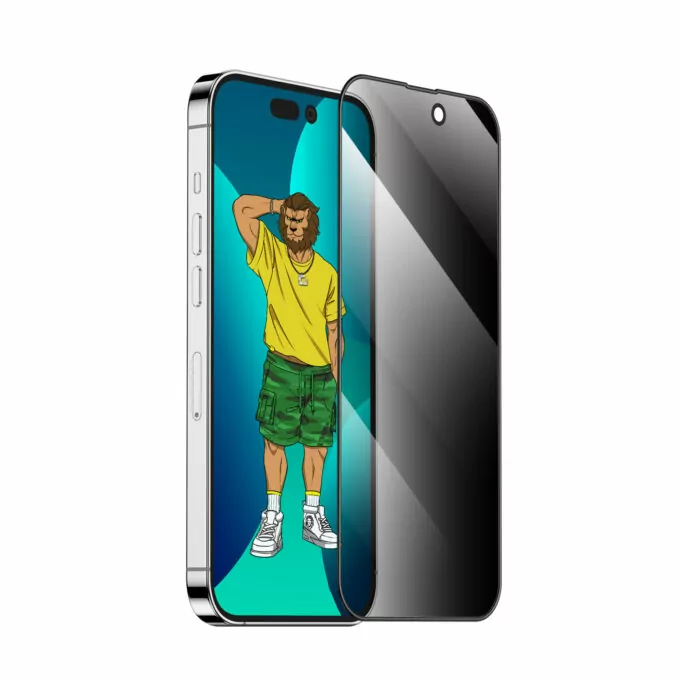 Green Lion 3d Silicone Privacy HD Glass Screen Protector Black Edge Privacy for Iphone 14 Series