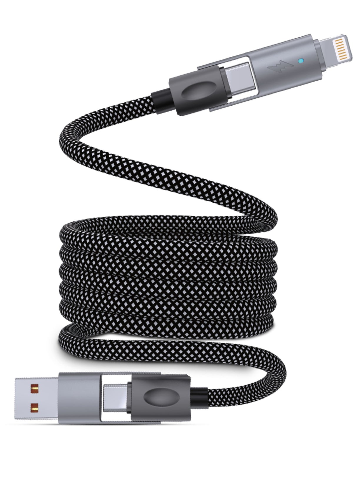 سلك شاحن مغناطيسي تكتك تايب سي ولايتنينج 1 متر Taktik 4 In 1 Magnetic Cable