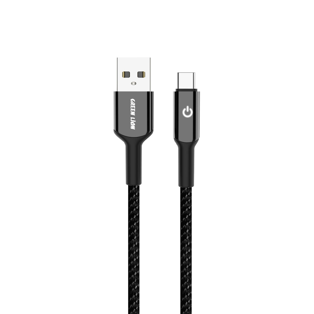 Green Lion USB A to USB C Braided Cable Black