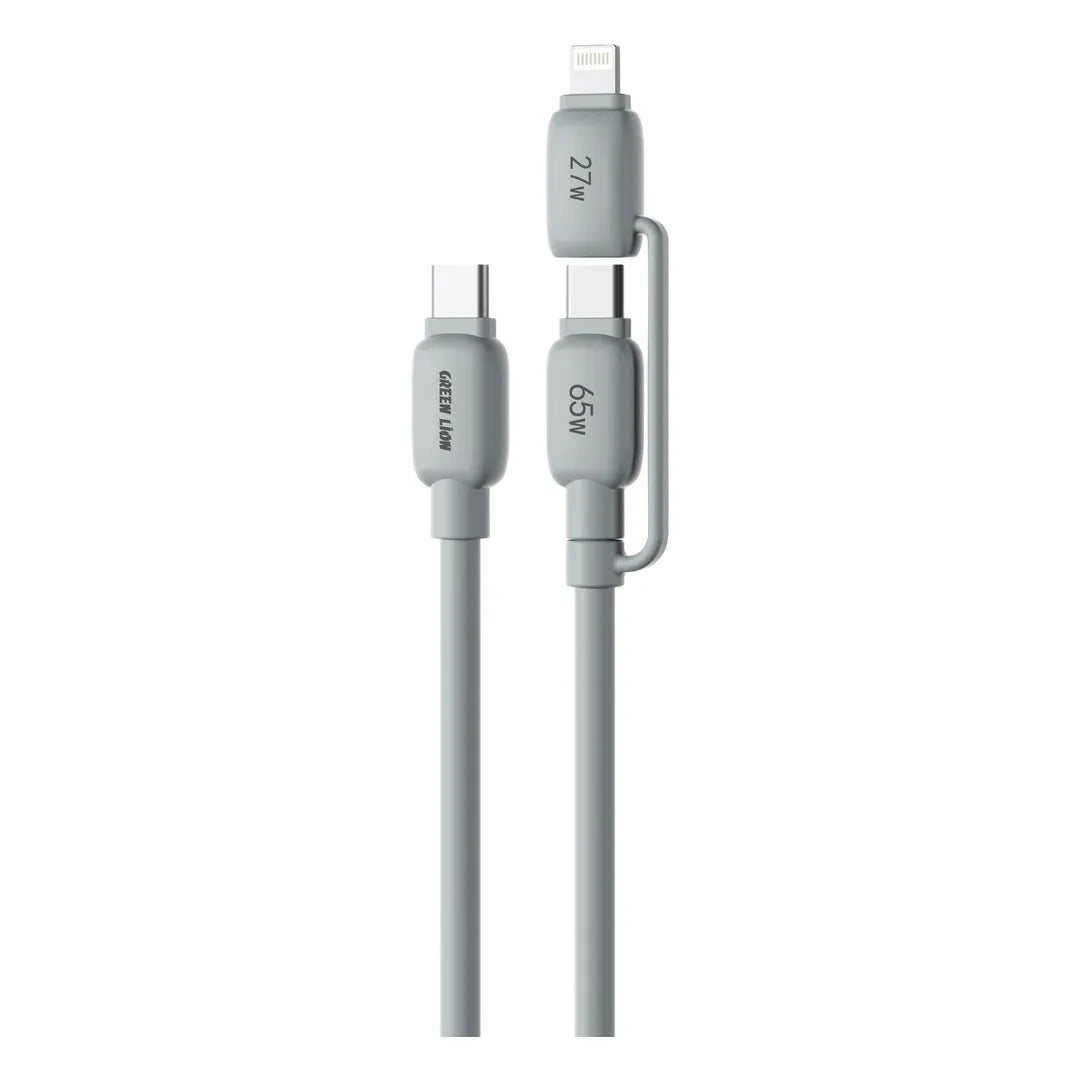 Green Lion 2 in 1 Pvc Cable with USB C Lightning Gray