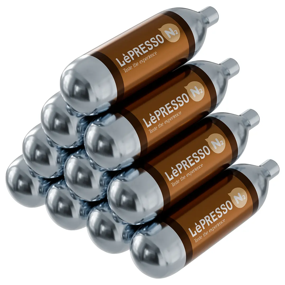 LePresso N2 Cylinder Nitro Chargers 2g for Coffee Silver