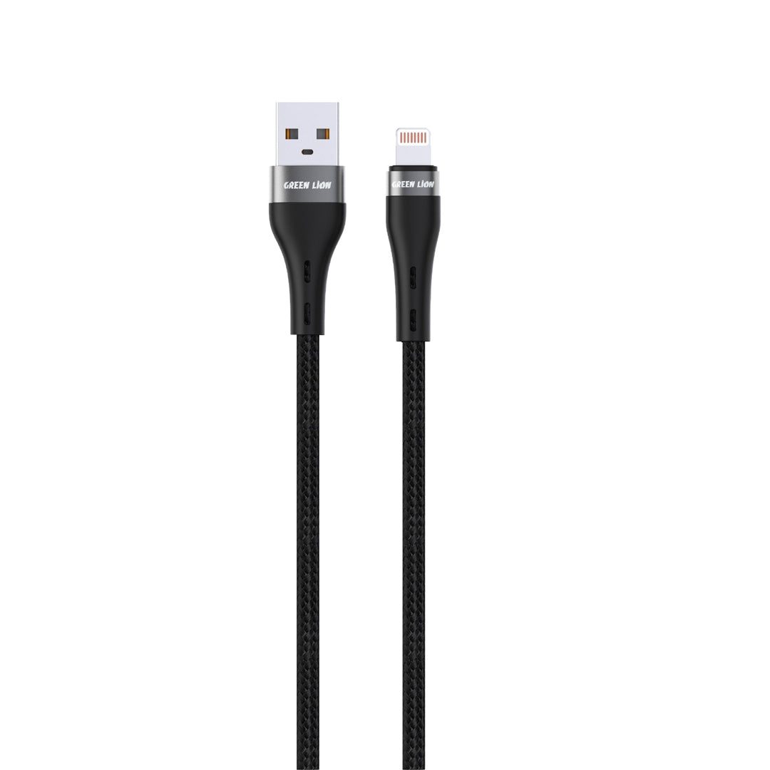 Green Lion USB A to Lightning Braided Cable Black