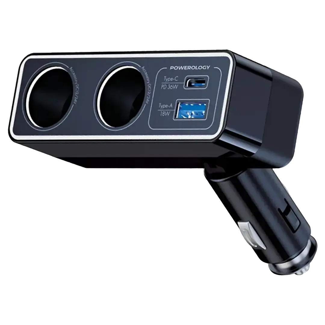 Powerology Brio 54w Multi Port Car Charger Black