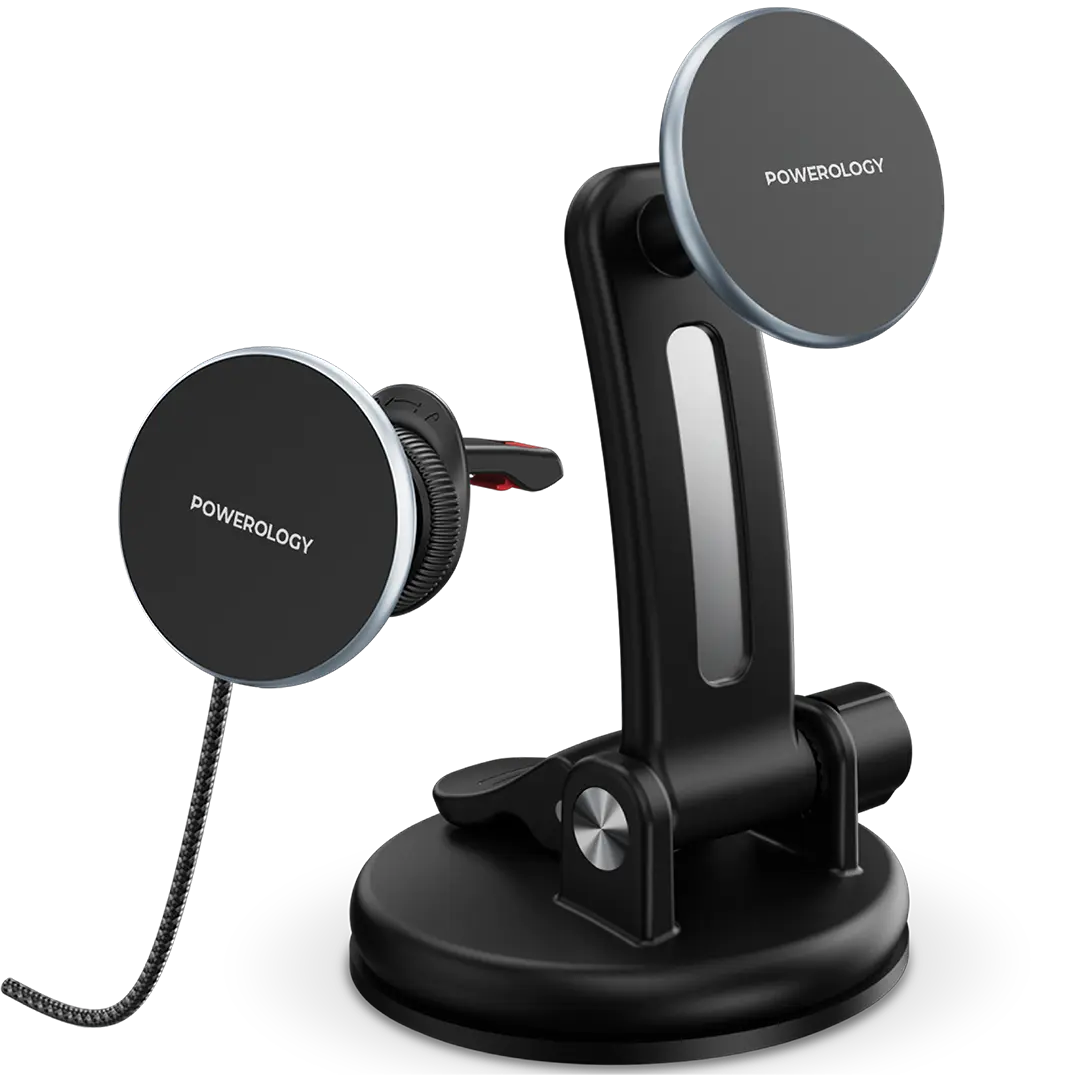 Powerology Airwave Magnetic Wireless Car Charger Gray