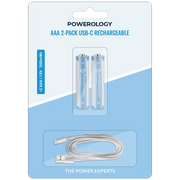 Powerology Aaa 2 Pack USB C Rechargeable White Blue