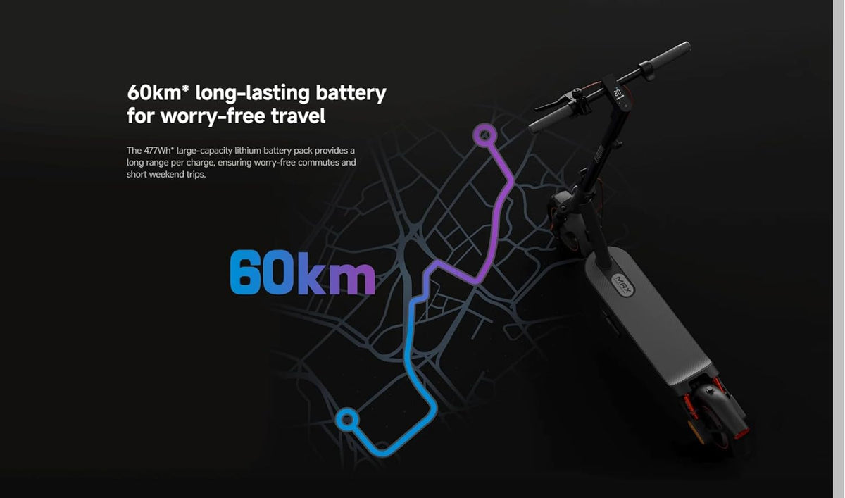 سكوتر كهربائي شاومي 5 ماكس بسرعة قصوى حتى 25 كم/ساعة ومدى يصل إلى 60 كم من شاومي Xiaomi Electric Scooter 5 Max GL maximum speed up to 25km/h, 60KM