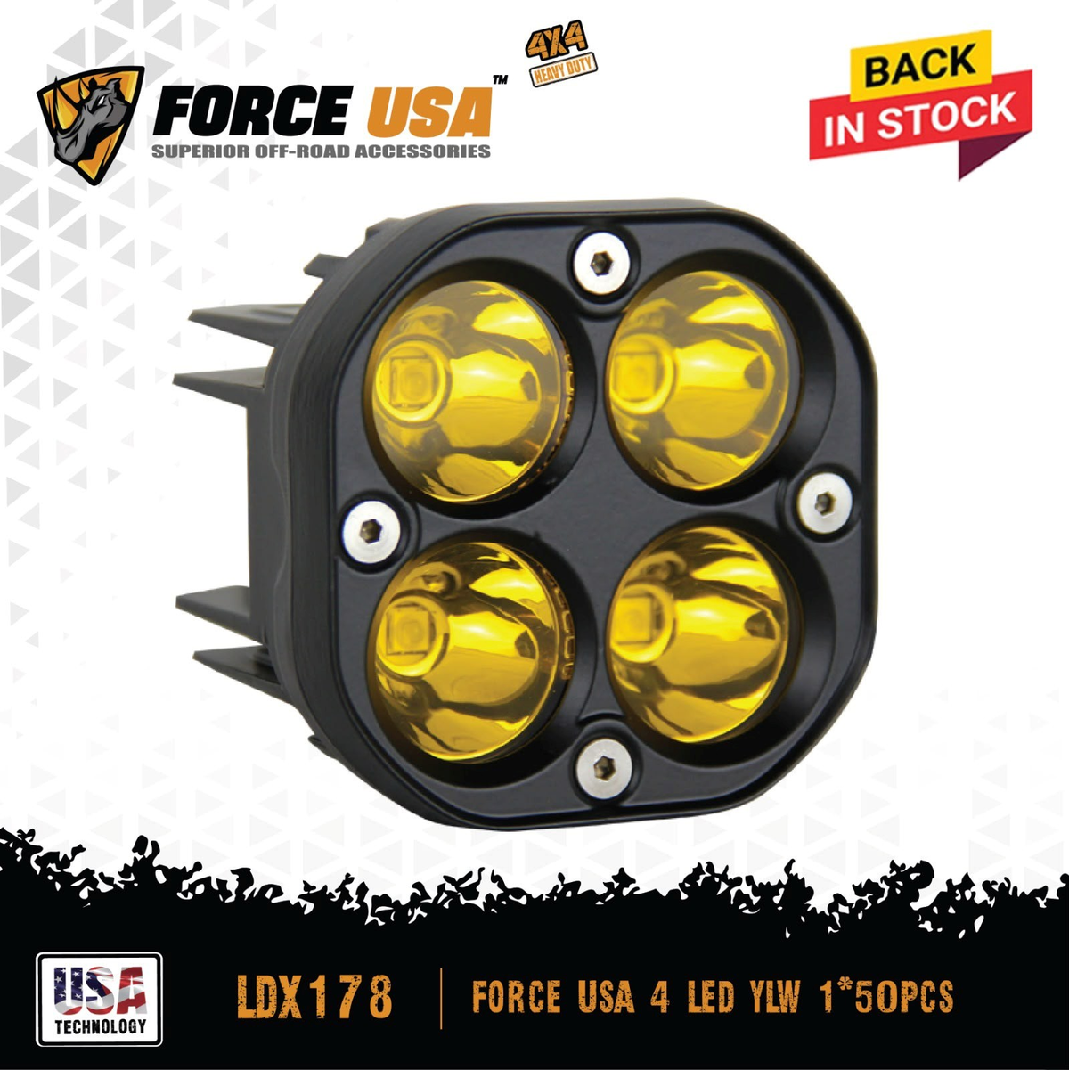 مصابيح لُوما ضبابية 3 بوصات - أبيض (زوج) | FORCE USA LUMA 3" POD LIGHT FOG WHITE (PAI)