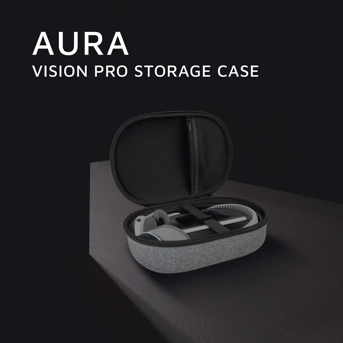 حقيبة حمل ليفيلو Aura لجهاز Apple Vision Pro – رمادي – تفاصيل المنتج والعبوة