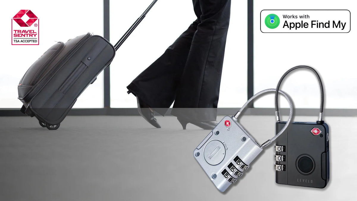قفل أمتعة ليفيلو TabiLock بأرقام ودعم Apple Find My – أسود – تفاصيل المنتج والعبوة