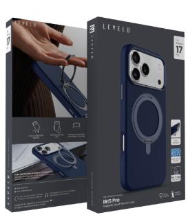 كفر ليفيلو Iris Pro من السيليكون بحامل دوار لآيفون 17 برو وبرو ماكس – تفاصيل المنتج والعبوة