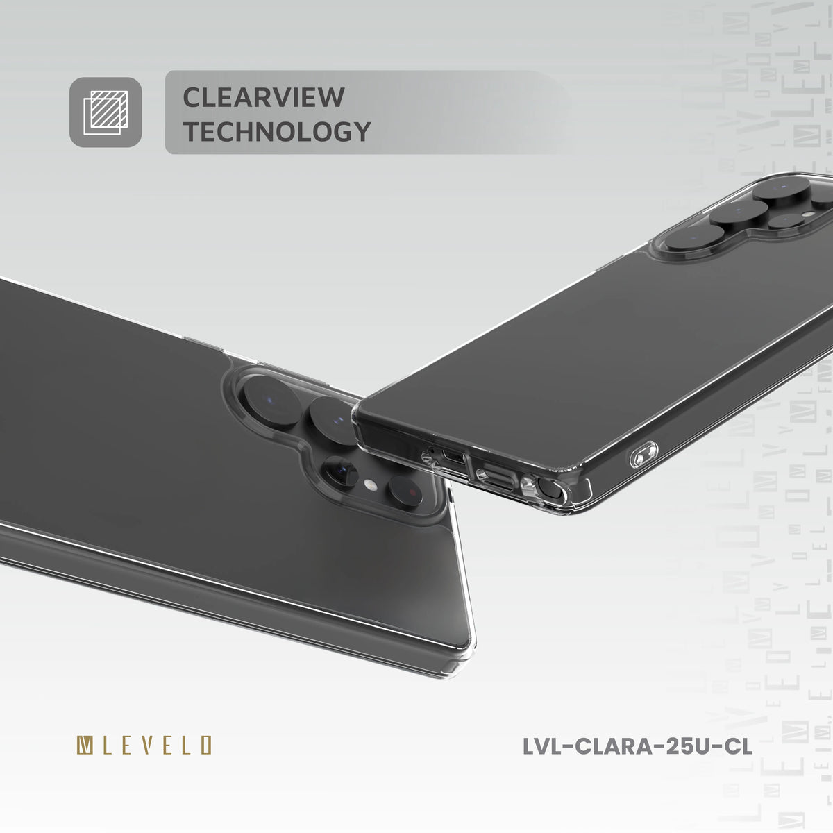 كفر ليفيلو Clara Clear لسامسونج S25 / S25 Plus / S25 Ultra – تفاصيل المنتج والعبوة