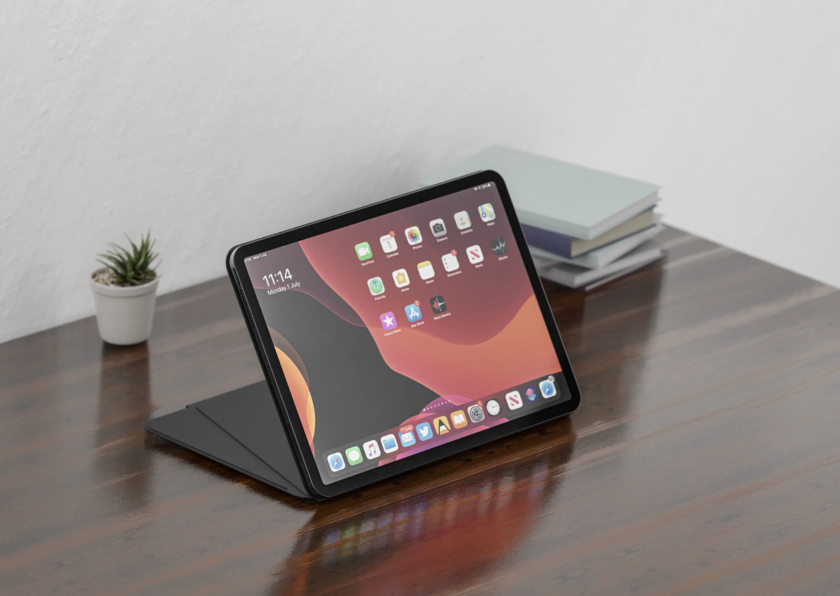 غطاء ليفيلو Luxora Folio لآيباد برو وإير – بمسند قابل للتعديل – تفاصيل المنتج والعبوة