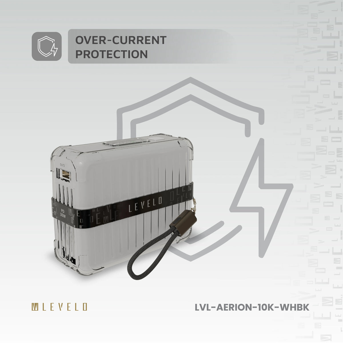 باور بانك ليفيلو Aerion سعة 10000 mAh مع كابل مسكة USB-C – تفاصيل المنتج والعبوة