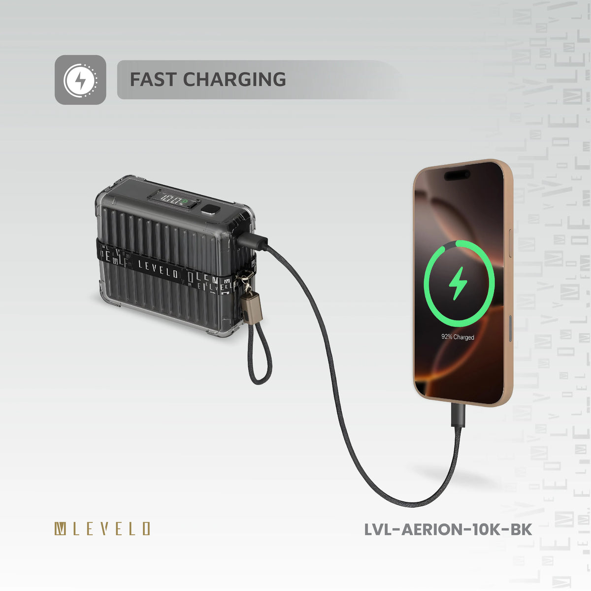 باور بانك ليفيلو Aerion سعة 10000 mAh مع كابل مسكة USB-C – تفاصيل المنتج والعبوة