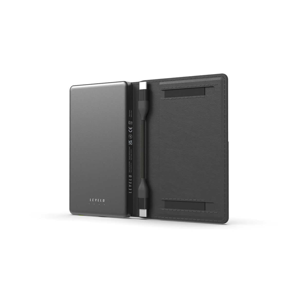 محفظة ليفيلو Vermont‏3 في 1 مع باور بانك 5000 mAh – أسود – تفاصيل المنتج والعبوة