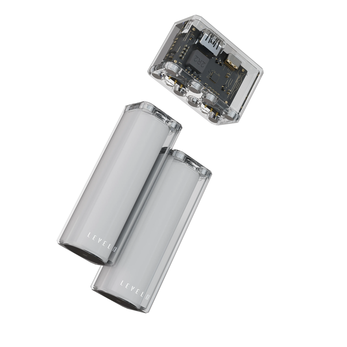 باور بانك ليفيلو SwapCell Pro بسعة إجمالية 15000 mAh ورؤوس قابلة للتبديل – شفاف – تفاصيل المنتج والعبوة