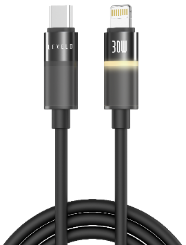 كابل ليفيلو Luno من USB-C إلى Lightning بقدرة 30 واط – متر واحد – أسود – تفاصيل المنتج والعبوة