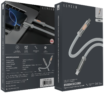 كابل ليفيلو Essencecord مع خاصية عطرية من USB-C إلى USB-C – 100 واط – تفاصيل المنتج والعبوة