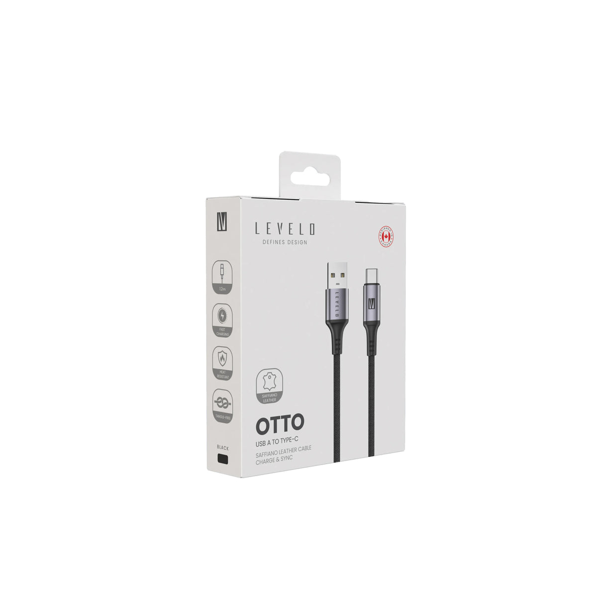 كابل ليفيلو Otto من USB-A إلى USB-C بقدرة 18 واط – 1.2 متر – تفاصيل المنتج والعبوة
