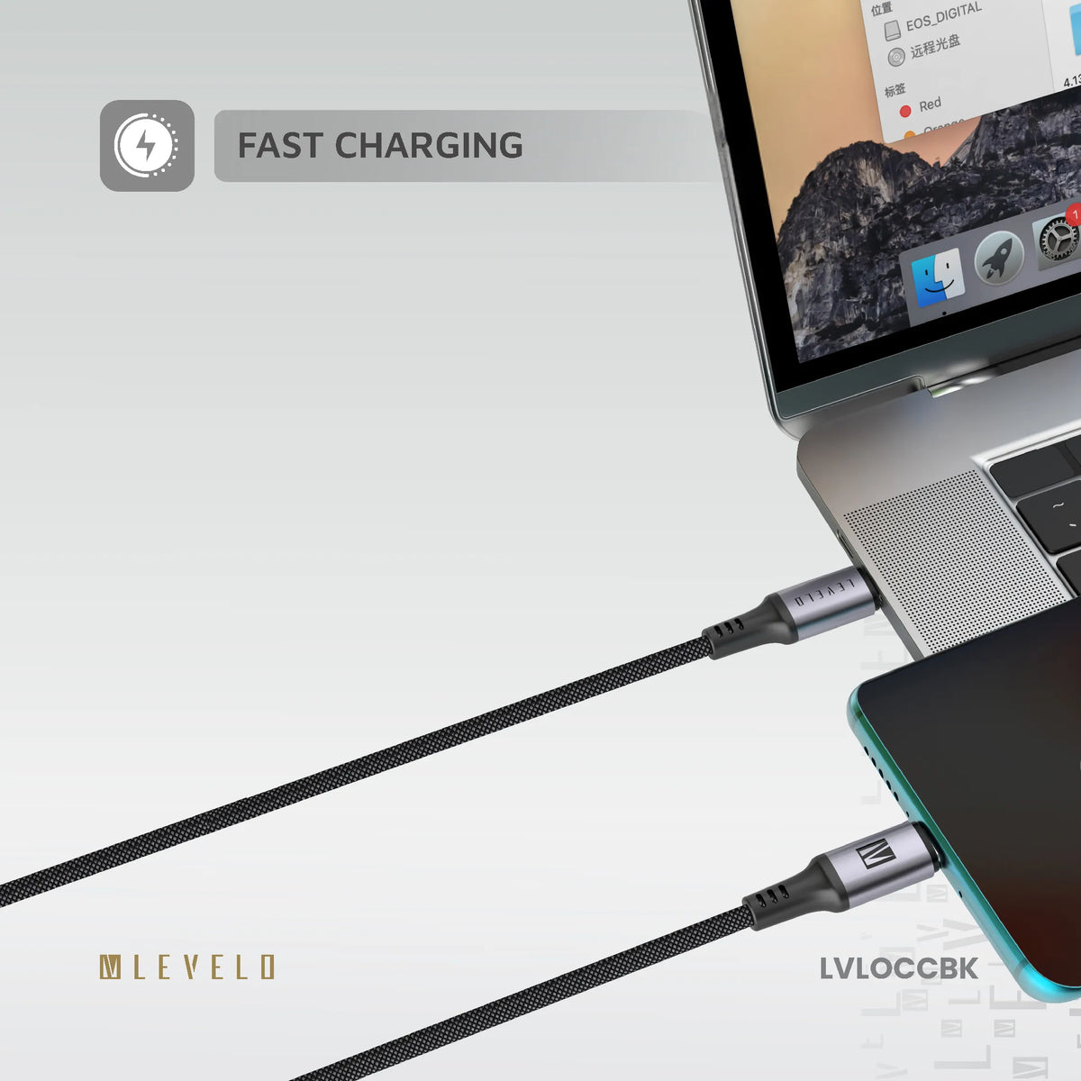 كابل ليفيلو Otto من USB-C إلى USB-C بقدرة 60 واط – 1.2 متر – تفاصيل المنتج والعبوة