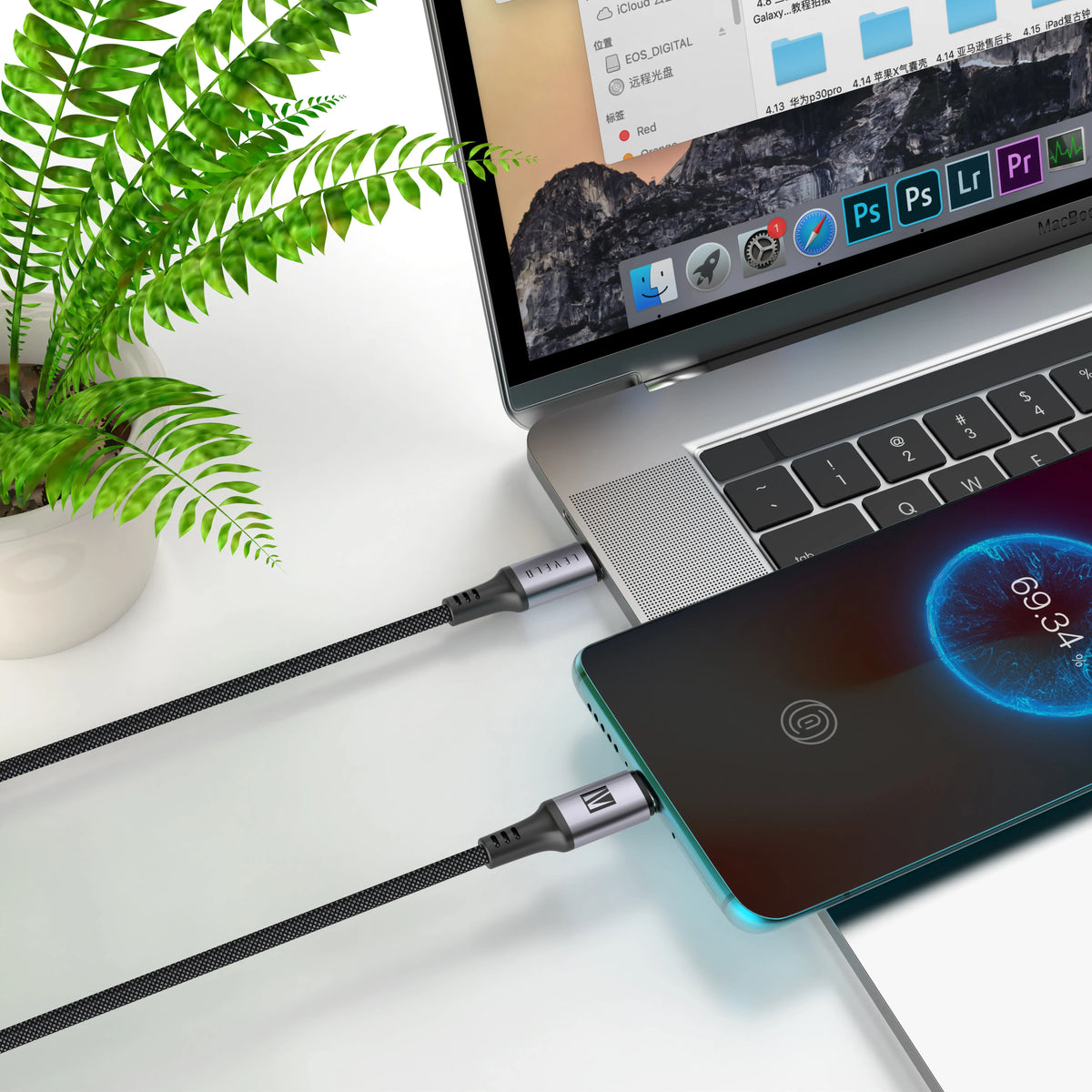 كابل ليفيلو Otto من USB-C إلى USB-C بقدرة 60 واط – 1.2 متر – تفاصيل المنتج والعبوة