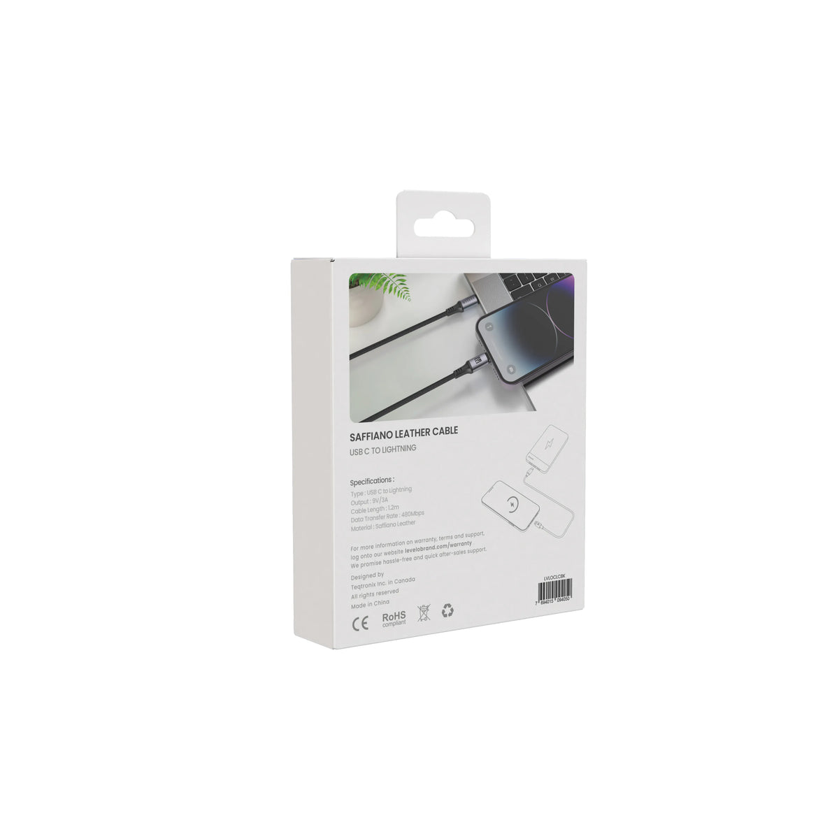 كابل ليفيلو Otto من USB-C إلى Lightning بقدرة 30 واط – 1.2 متر – تفاصيل المنتج والعبوة