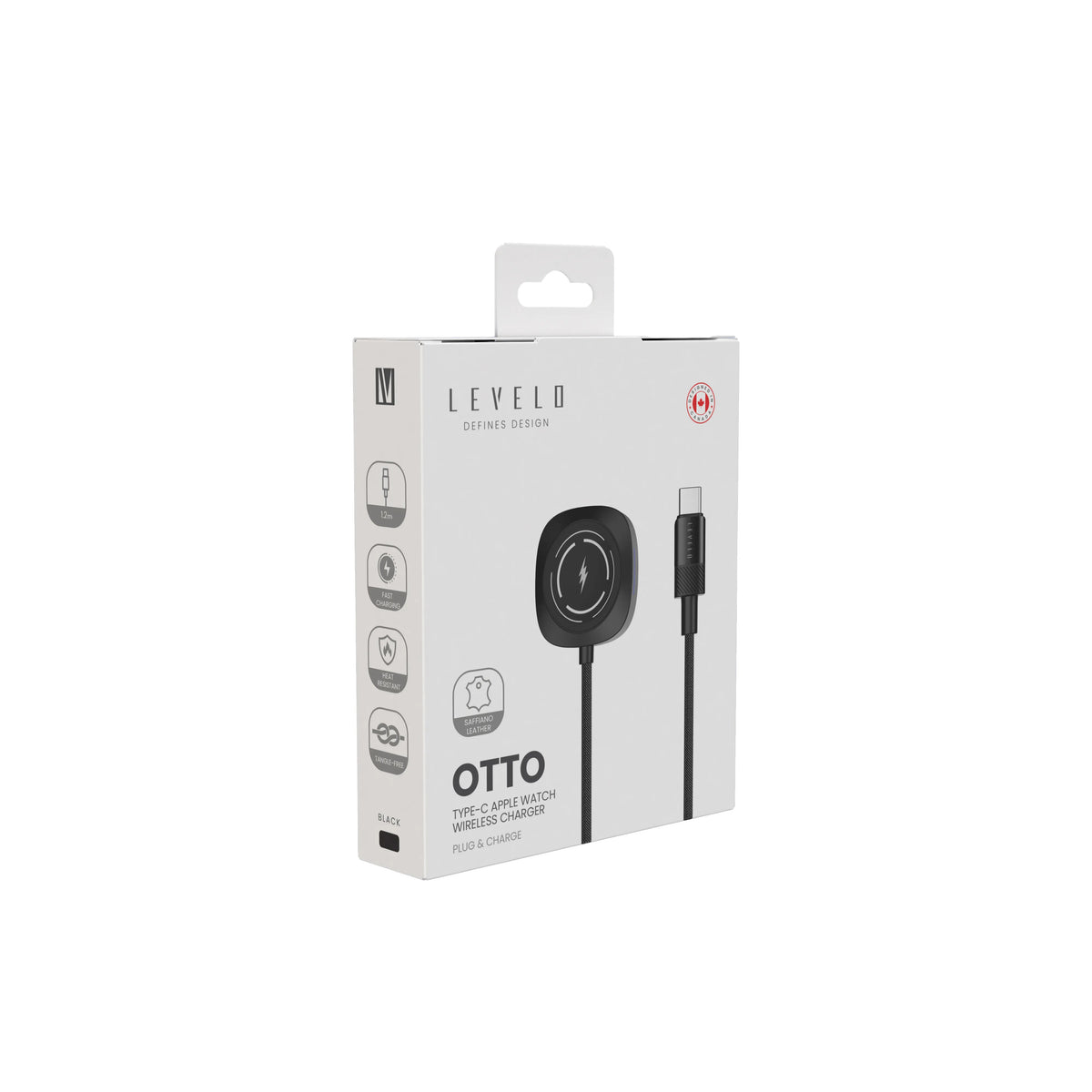 كابل شحن Apple Watch ليفيلو Otto بمنفذ USB-C – ‏1.2 متر – تفاصيل المنتج والعبوة