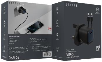 شاحن ليفيلو Vero GaN ‏20 واط بقابس بريطاني مع كابل USB-C إلى USB-C – تفاصيل المنتج والعبوة